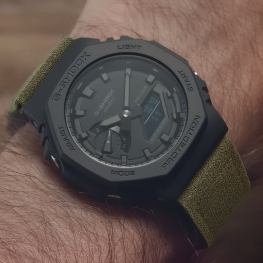 Casio G-SHOCK on Woods Camo Suede strap