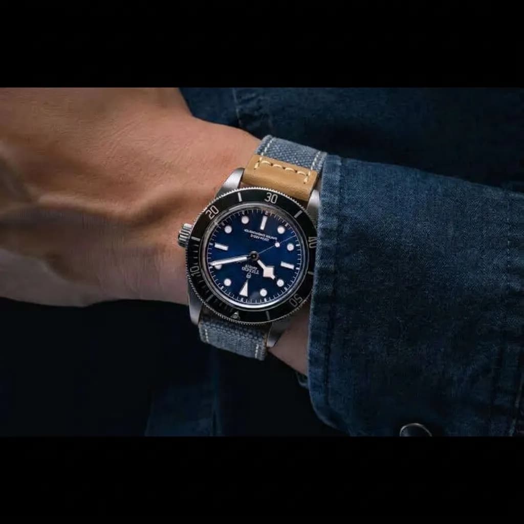 Tudor Black Bay on Canvas & Leather strap
