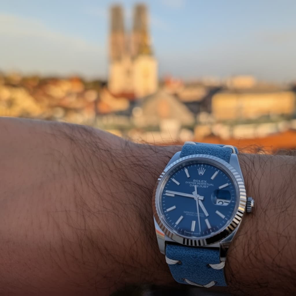 Suede Strap Vintage Ocean Blue