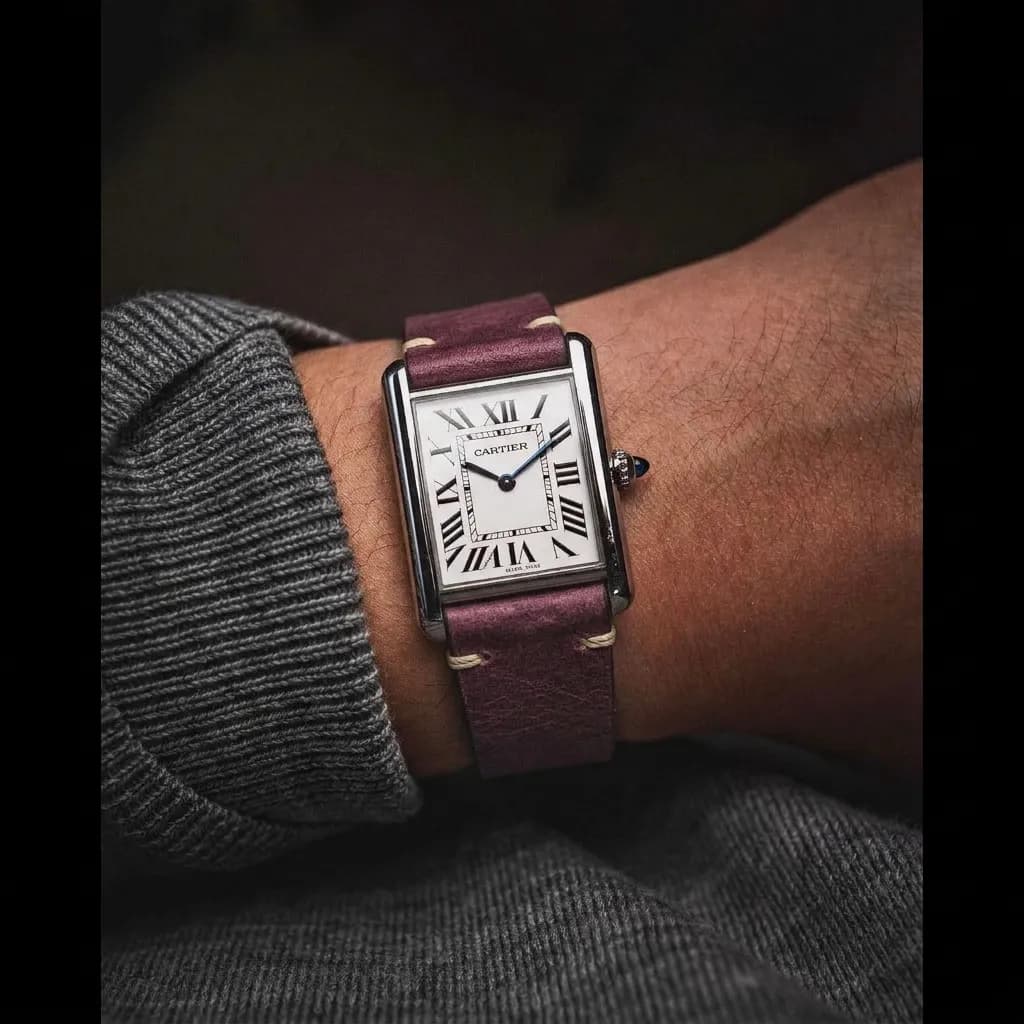Cartier Tank on Model 2 Premium - Aubergine strap
