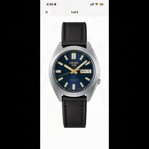 Seiko Seiko 5 Sports on Black Sailcloth with Black Stitching strap